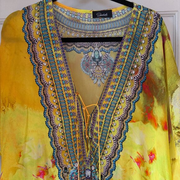 Exquisite Shahida Parides Kaftan Jeweled neckline/collar one size NWOT - Picture 3 of 5